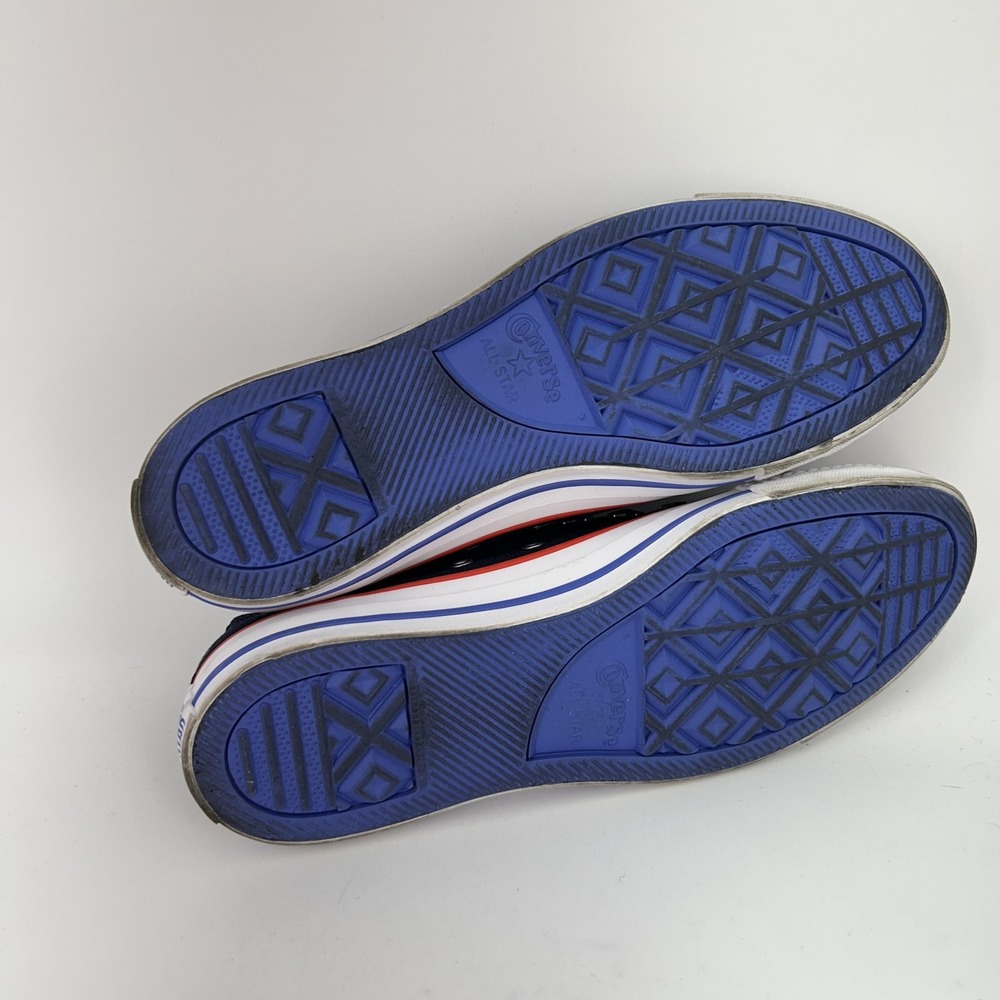 Converse Navy Canvas Slip-On Sneakers with White Toe and Red/Blue Trim - Picture 9 of 16